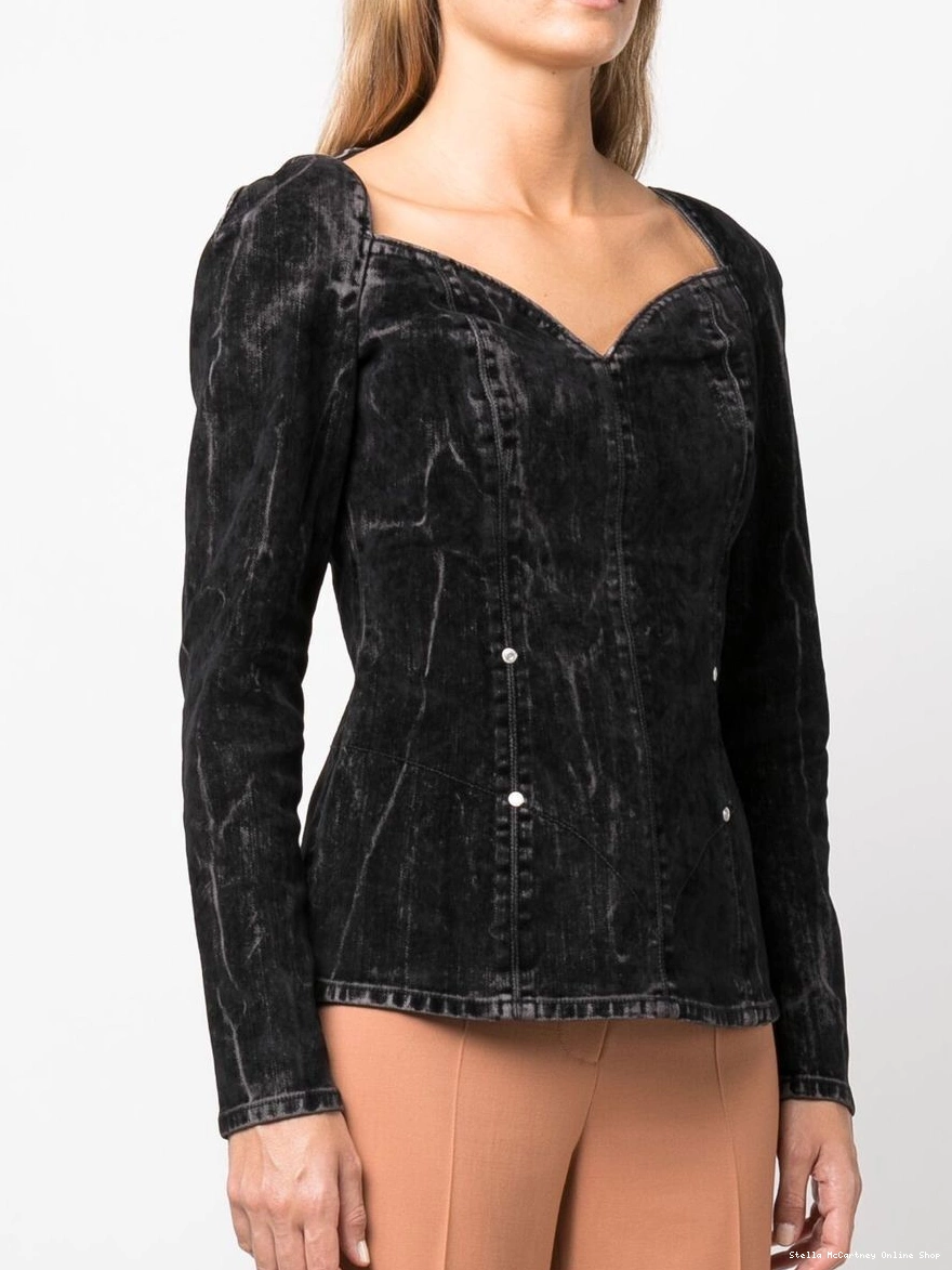 Affordable denim flocked Stella velvet McCartney blouse Women 0324